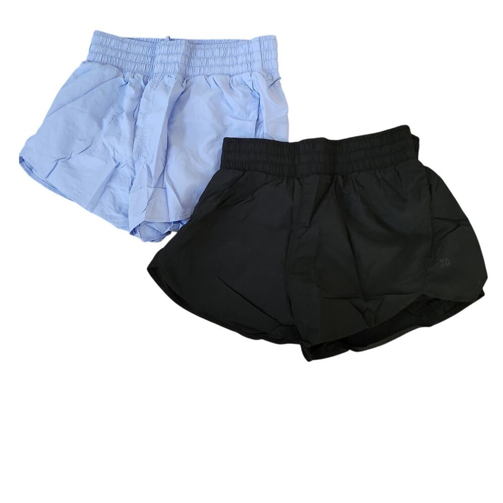 Set of 2 All in Motion shorts with built in panty women's size medium blue black